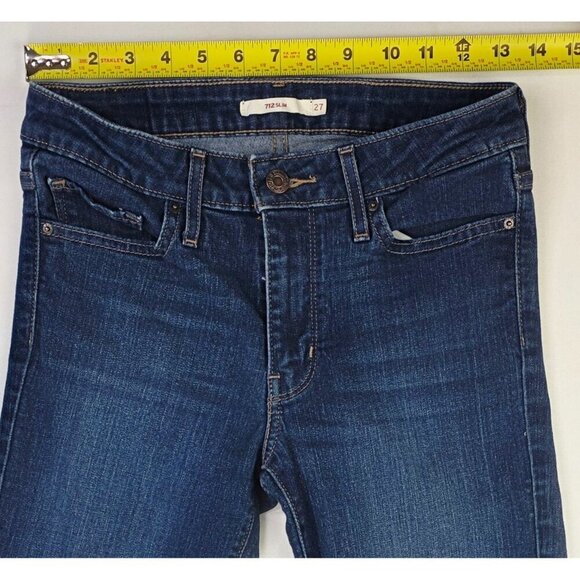 Levis Size 27X30 Womens 712 Slim Blue Denim Logo Tag 5 Pocket Jeans - Picture 2 of 14